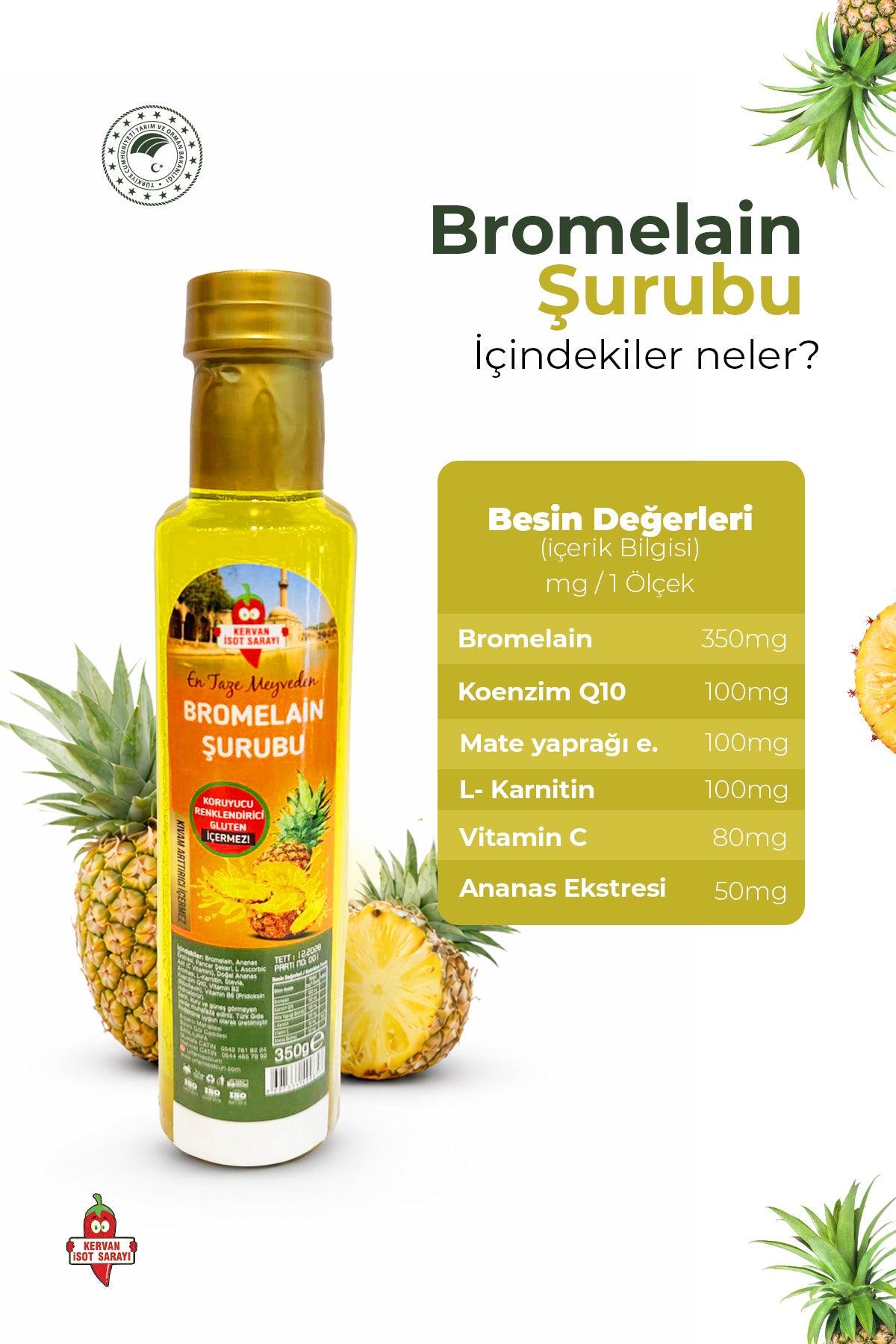 Bromelain ananas İçeren Detox şurubu katkısız doğal